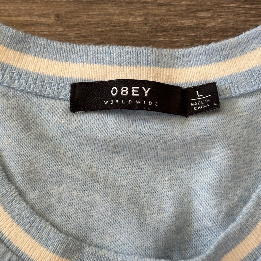 Obey Men's Women's Unisex Tank Top Blue Flowers L Sleeveless Summer Casual Top - Picture 7 of 10